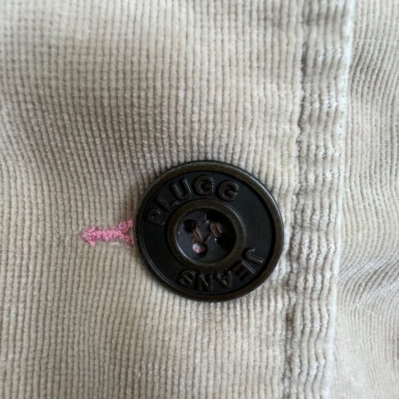 Plugg Womens Beige Corduroy Blazer Jacket With Bow Pockets Size L - Picture 8 of 14